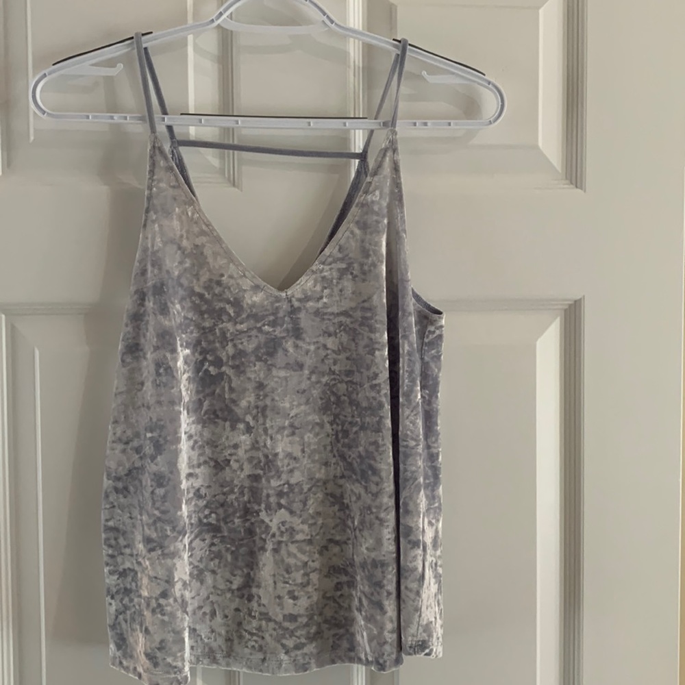 Small gray/silver velvet american eagle tank top